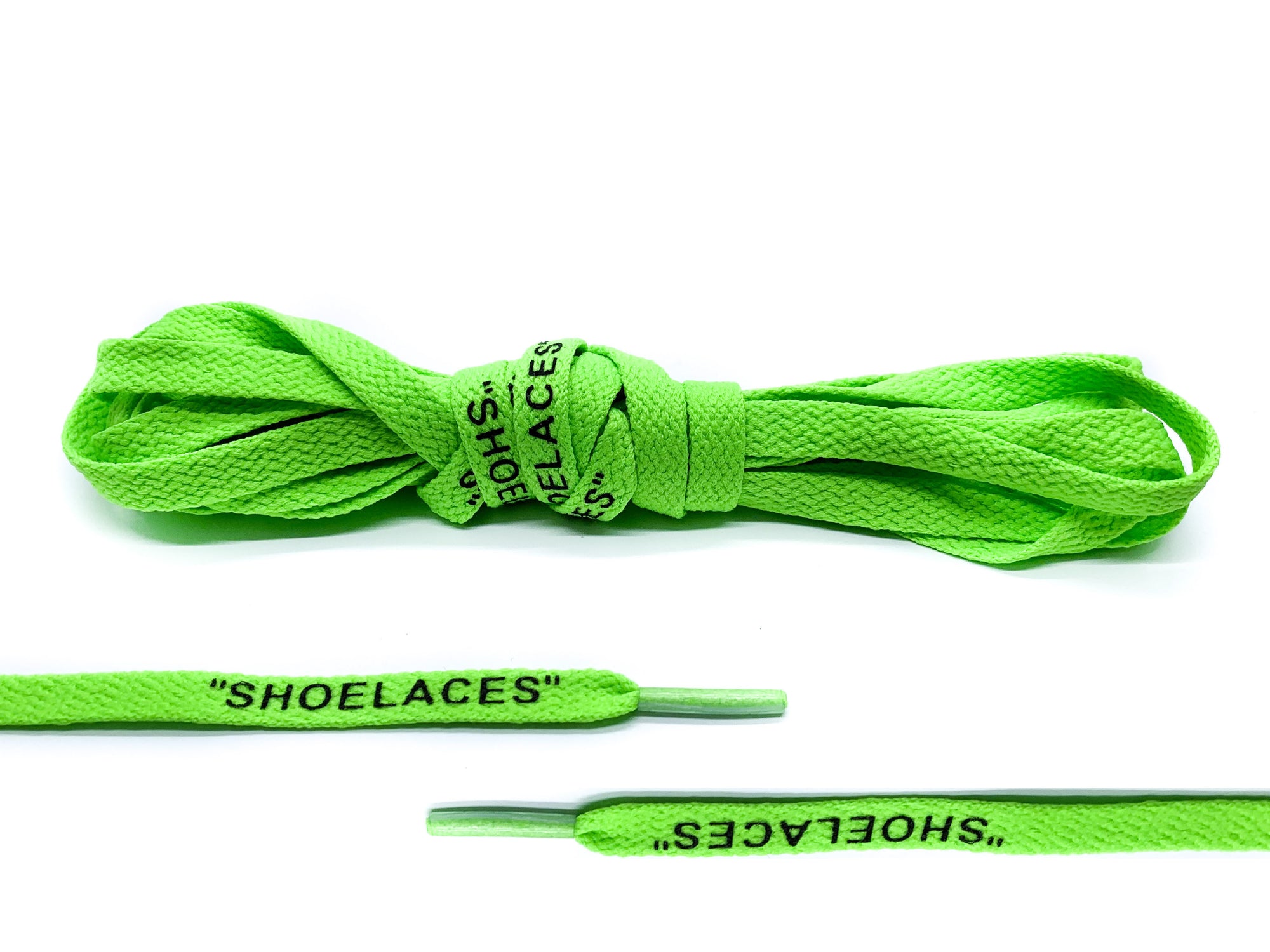 Neon Green Off-White "SHOE LACES" Laces - Belaced